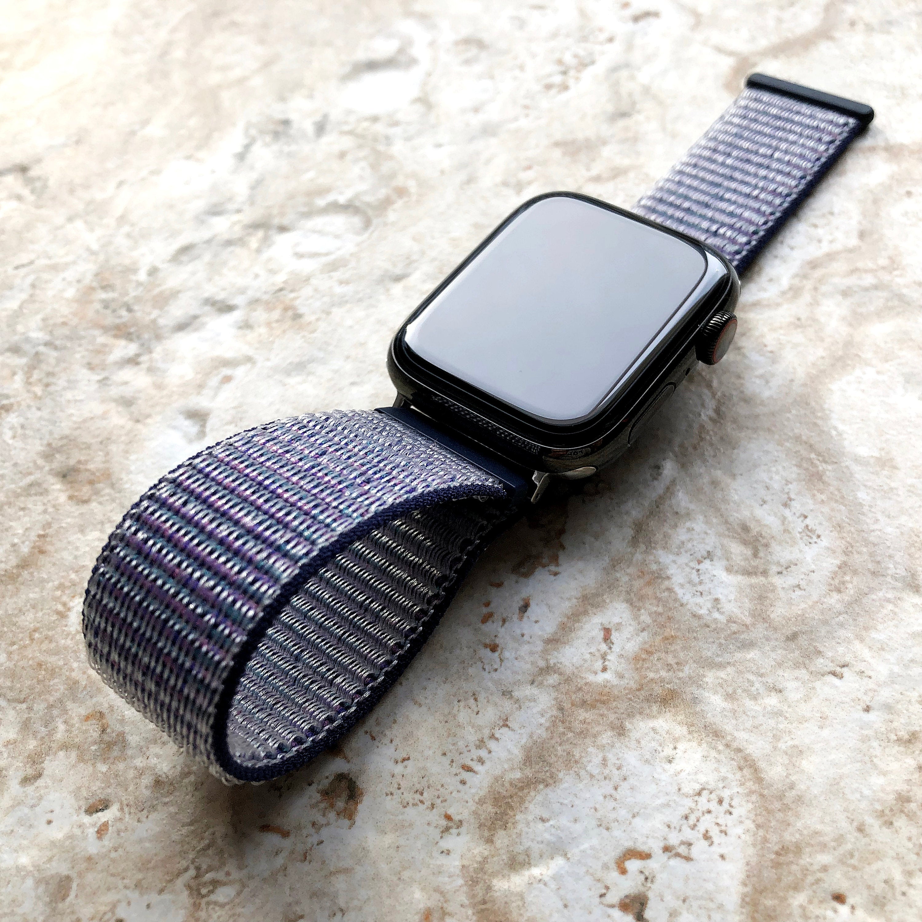 Apple Midnight Blue Band Loop and Hook for iWatch Ultra 2 49mm and 9 8 Series 41mm 45mm Case Adjustable Sports Soft Strap Nylon Weave